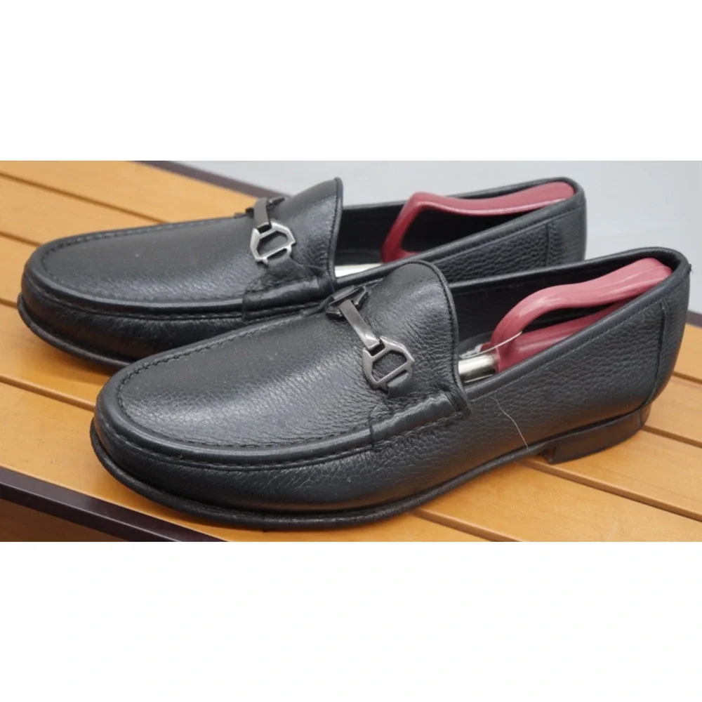 Allen Edmonds Vinci Black Leather Bit Loafers Moccasins Slip On Mens 9.5D Italy
